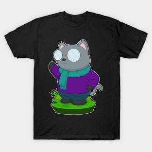 Cat Scarf Glasses T-Shirt